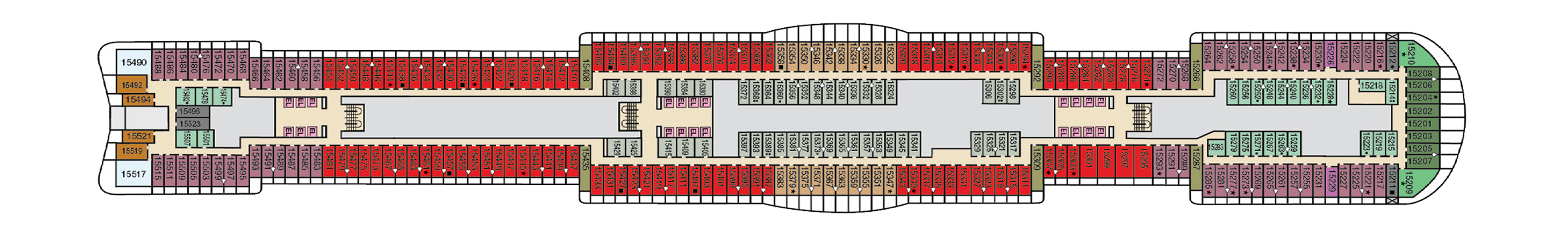 Deck 15 plan on Carnival Festivale