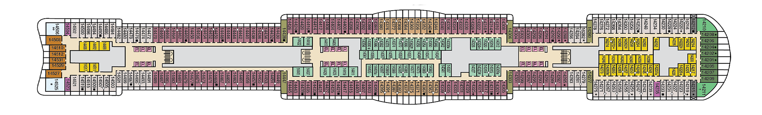 Deck 14 plan on Carnival Festivale