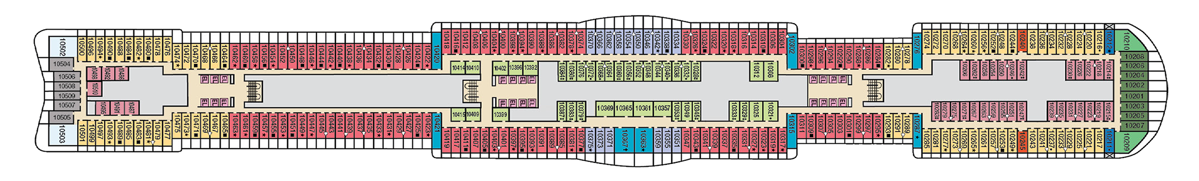 Deck 10 plan on Carnival Festivale