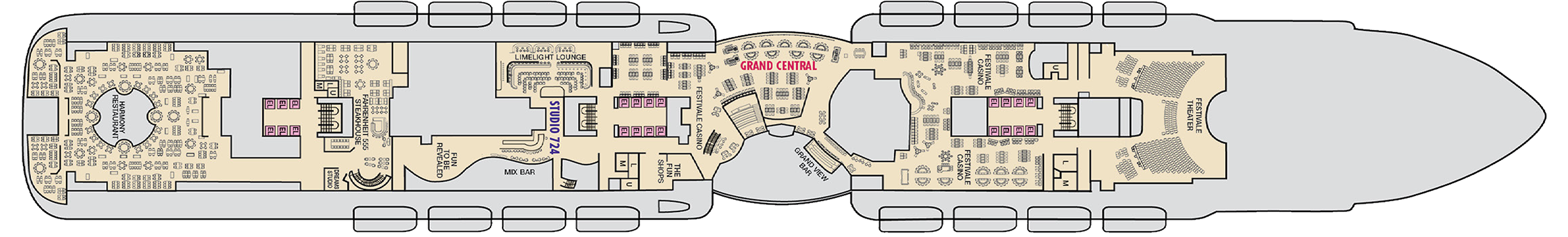 Deck 7 plan on Carnival Festivale