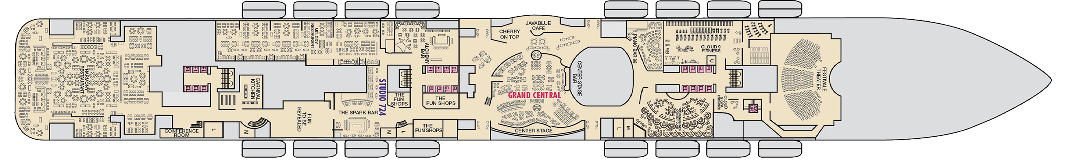Deck 6 plan on Carnival Festivale