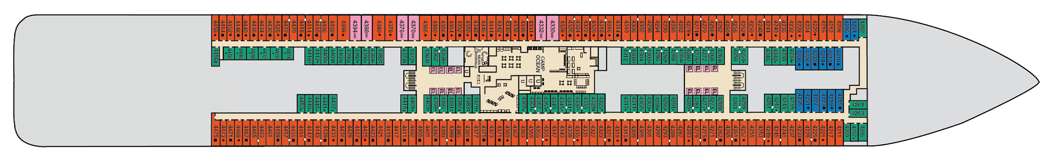 Deck 4 plan on Carnival Festivale