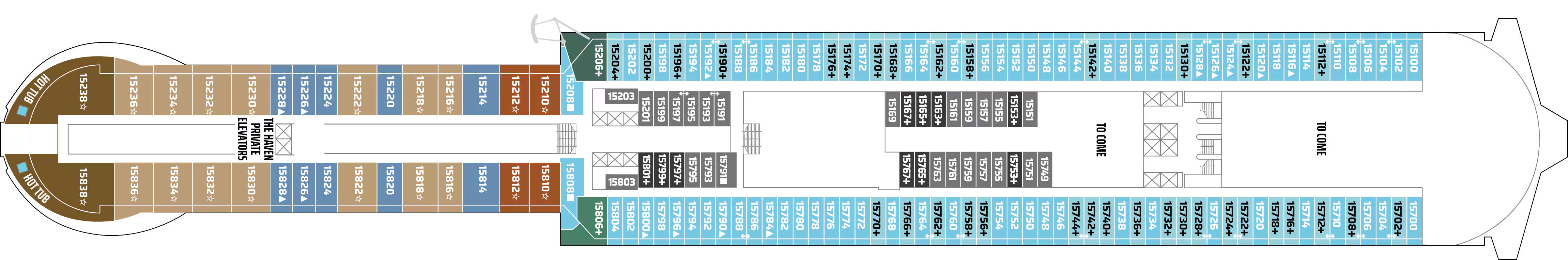 Deck 15 plan on Norwegian Aura