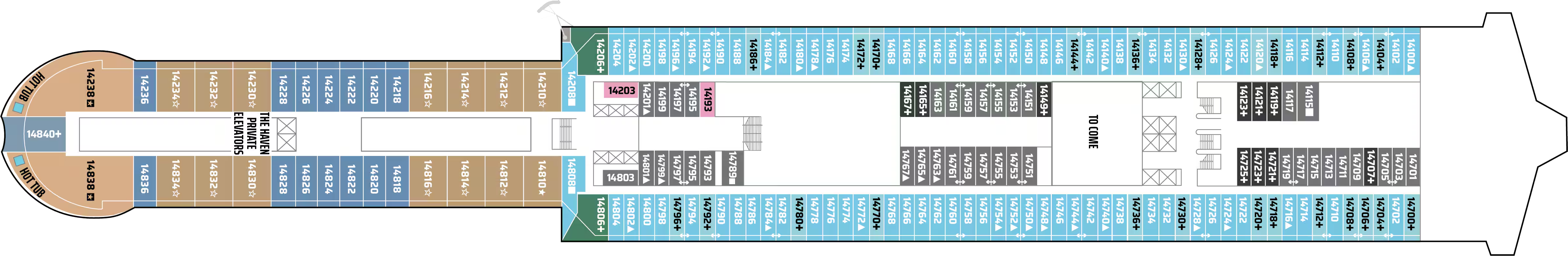 Deck 14 plan on Norwegian Aura