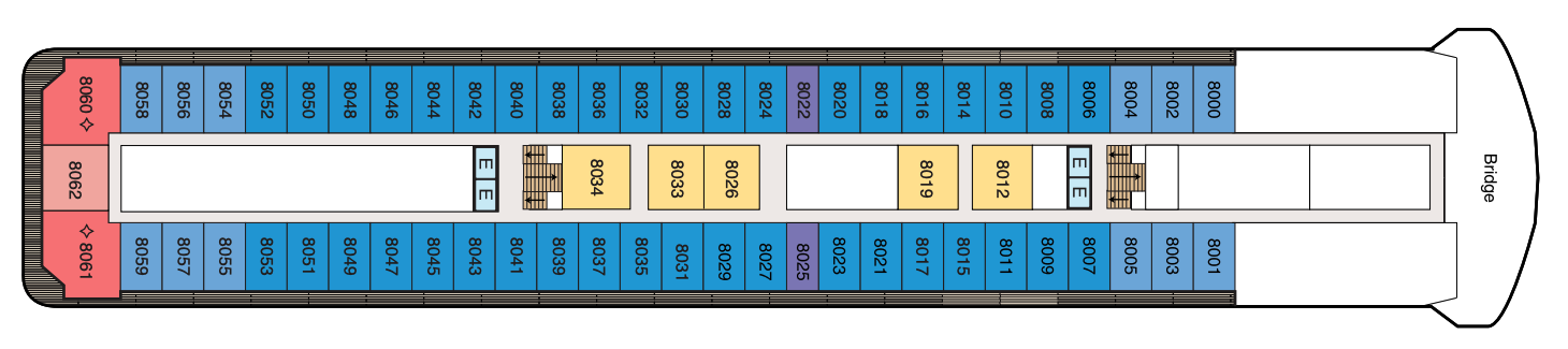 Deck 8 plan on Oceania Aurelia