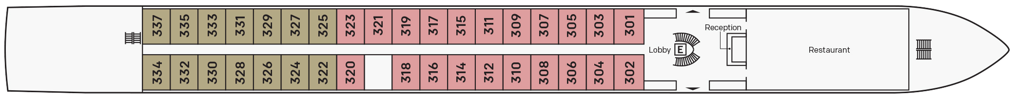 Danube Deck plan on S.S. Clara