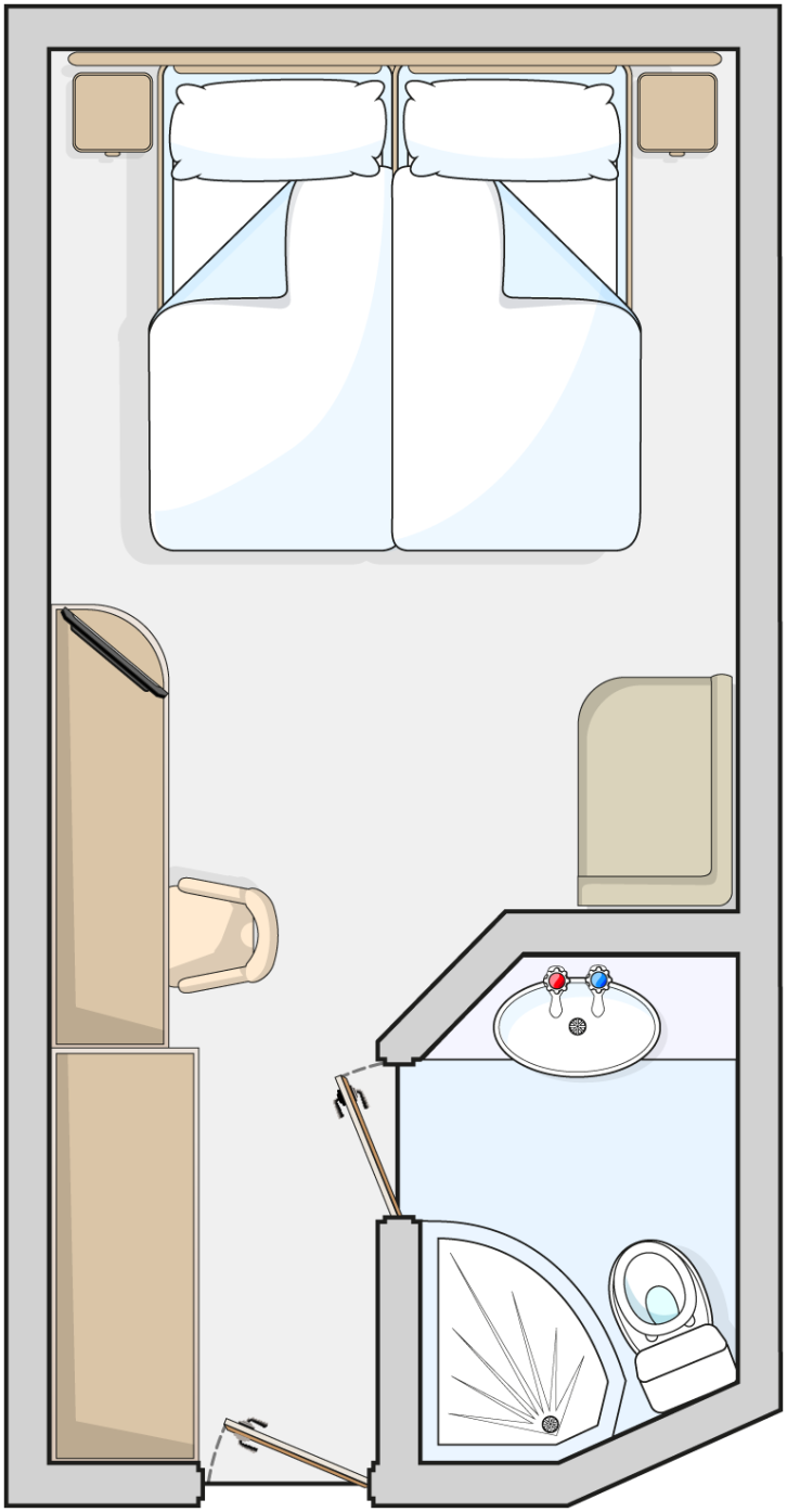 Single Inside Cabin floor plan on Marella Discovery 2