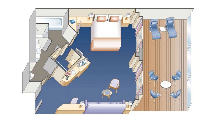 Suite floor plan on Coral Princess