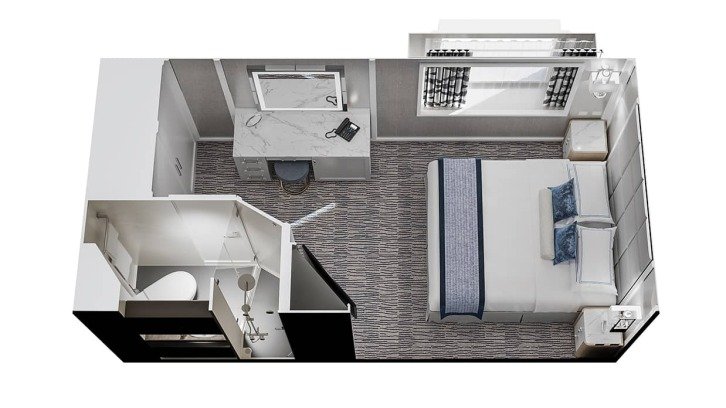 Solo Oceanview Stateroom floor plan on Oceania Insignia