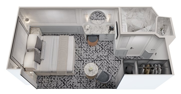 Inside Stateroom floor plan on Oceania Marina