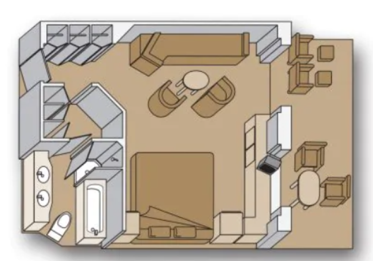 Neptune Suite floor plan on Oosterdam