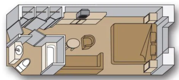 Fully Obstructed Ocean View floor plan on Oosterdam