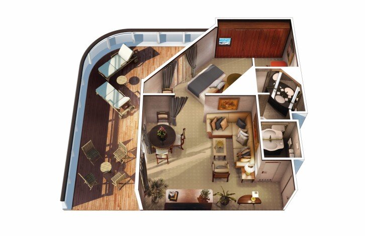 Owner's Suite floor plan on Oceania Nautica