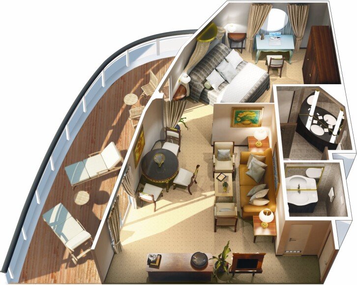 Vista Suite floor plan on Oceania Nautica