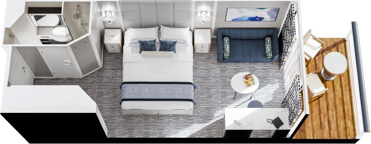 Concierge Level Veranda Stateroom floor plan on Oceania Nautica