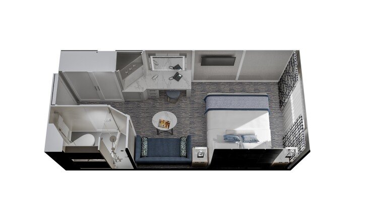 Deluxe Ocean View Stateroom floor plan on Oceania Nautica