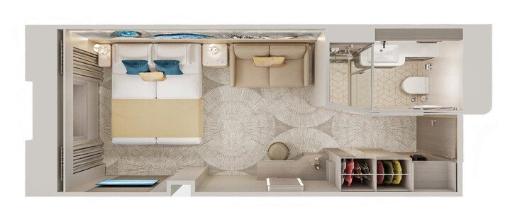 Oceanview floor plan on Norwegian Epic