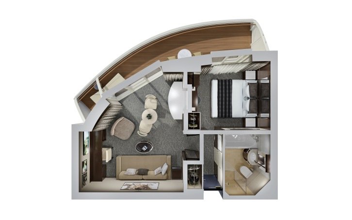 Aft-Facing Penthouse with Master Bedroom & Large Balcony floor plan on Norwegian Sky