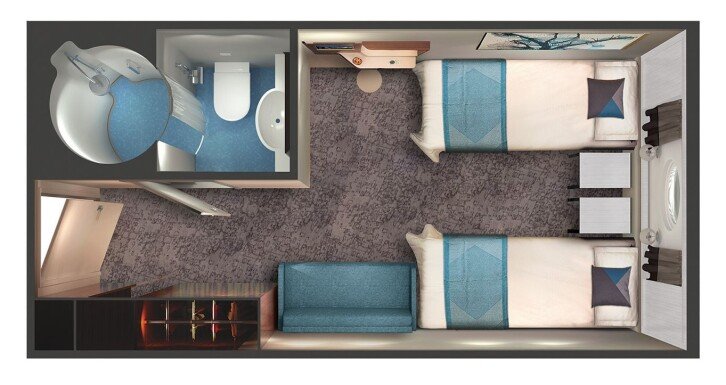 Solo Oceanview floor plan on Norwegian Sky