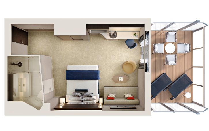 Family Club Balcony Suite floor plan on Pride of America