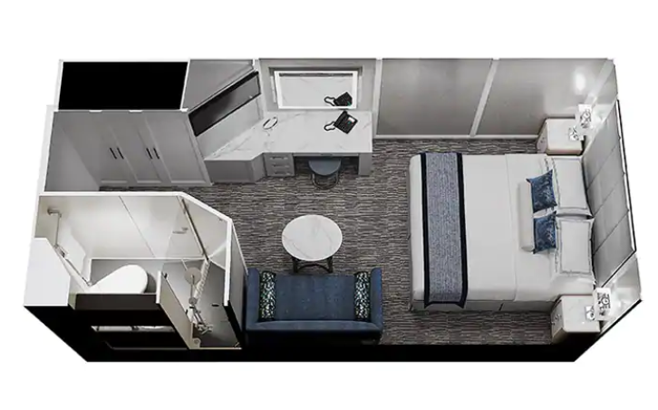 Inside Stateroom floor plan on Oceania Regatta