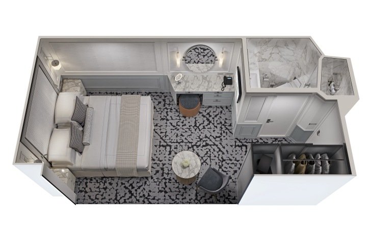 Inside Stateroom floor plan on Oceania Riviera