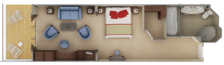 Deluxe Veranda Suite floor plan on Silver Whisper