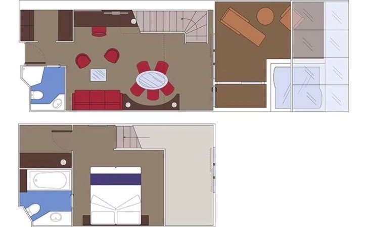 MSC Yacht Club Duplex Suite with Whirlpool floor plan on MSC Meraviglia