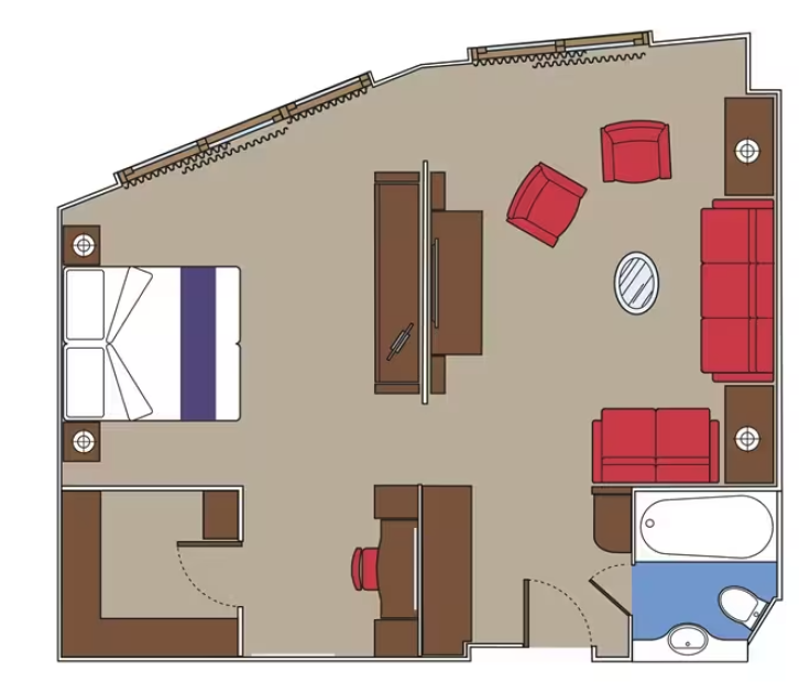 MSC Yacht Club Executive & Family Suite floor plan on MSC Fantasia