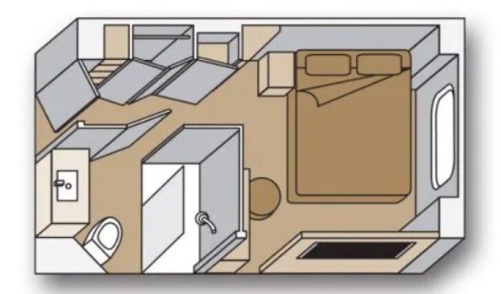 Single Ocean View Stateroom floor plan on Koningsdam