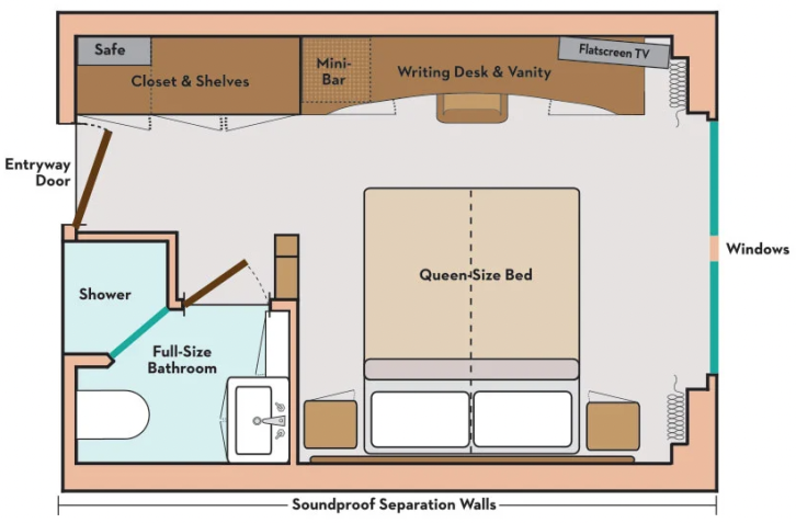 Avalon Deluxe Stateroom floor plan on Avalon Tapestry II