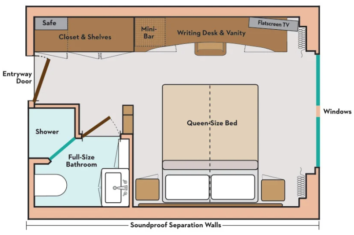 Avalon Deluxe Stateroom floor plan on Avalon Tranquility II
