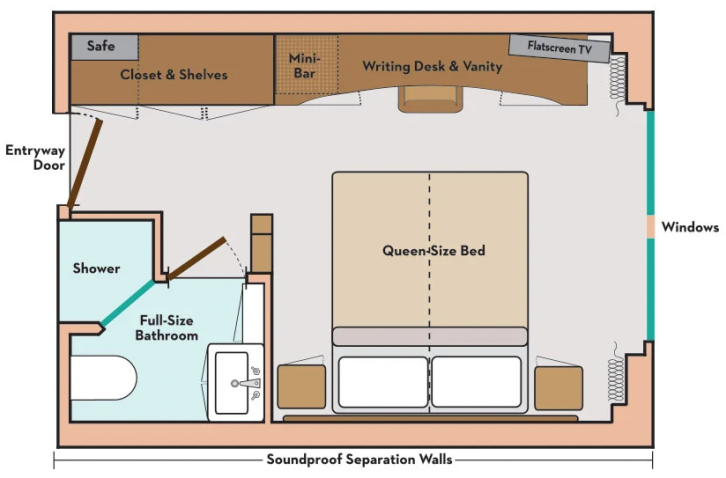 Avalon Deluxe Stateroom floor plan on Avalon Passion