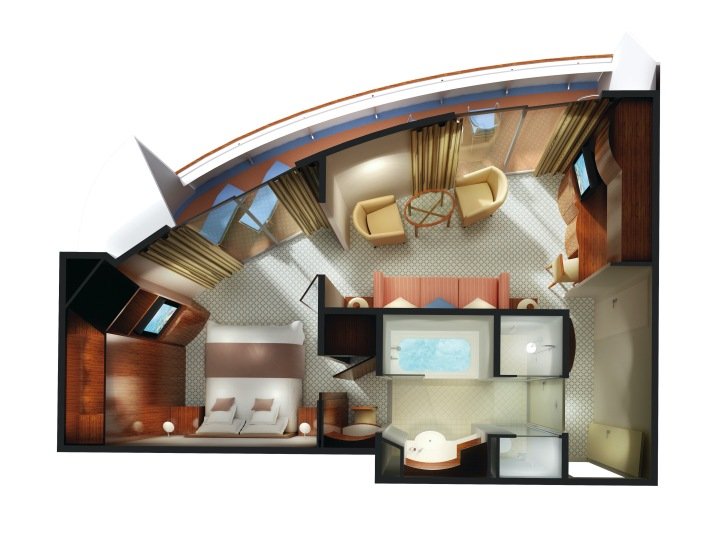 Forward-Facing Penthouse with Balcony floor plan on Norwegian Sun