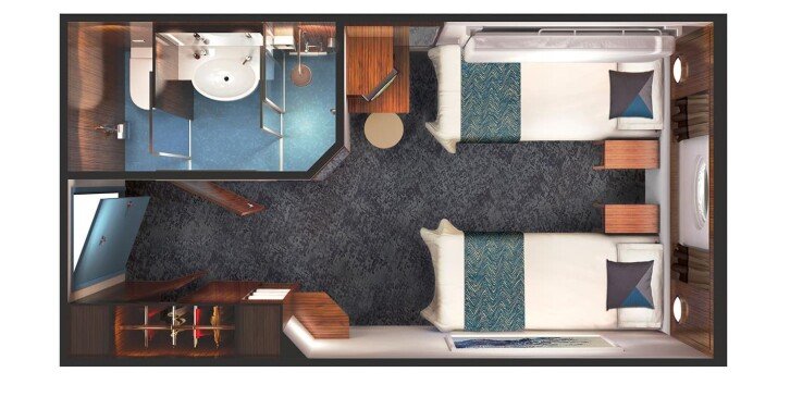 Solo Oceanview floor plan on Norwegian Gem
