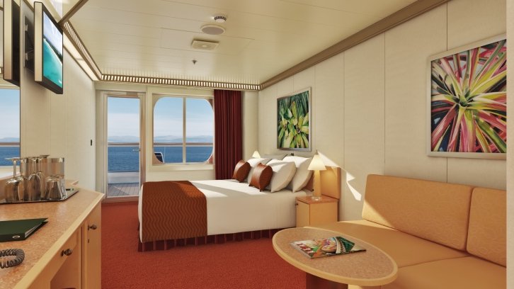 Aft-View Extended Balcony cabin on Carnival Splendor
