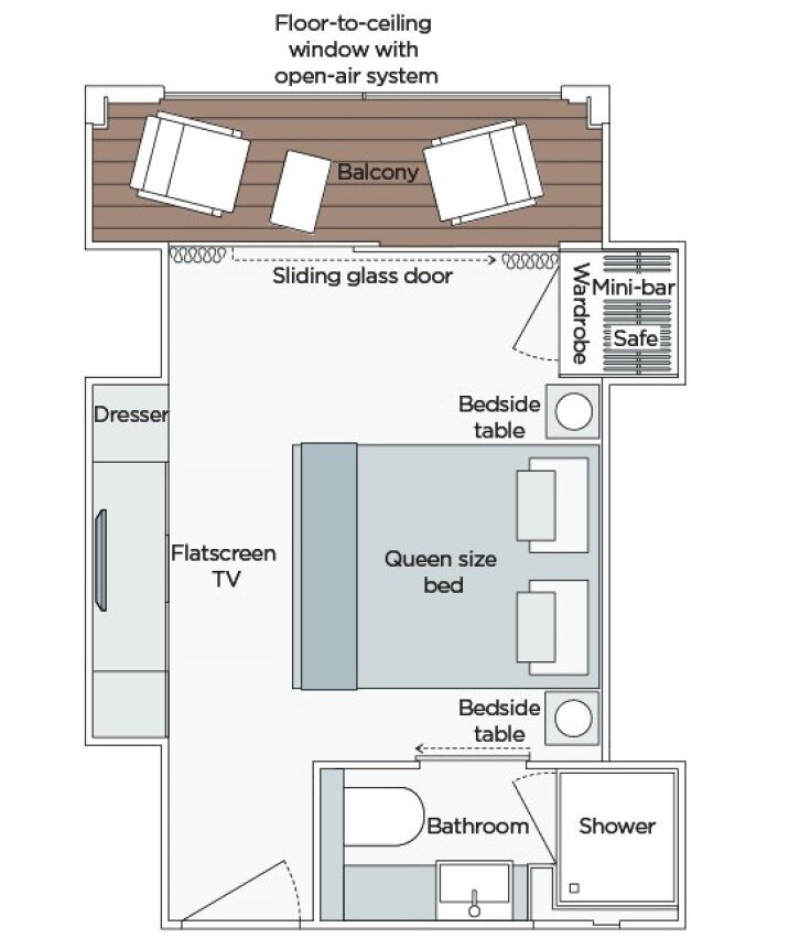 Grand Balcony Suite floor plan on Emerald Destiny