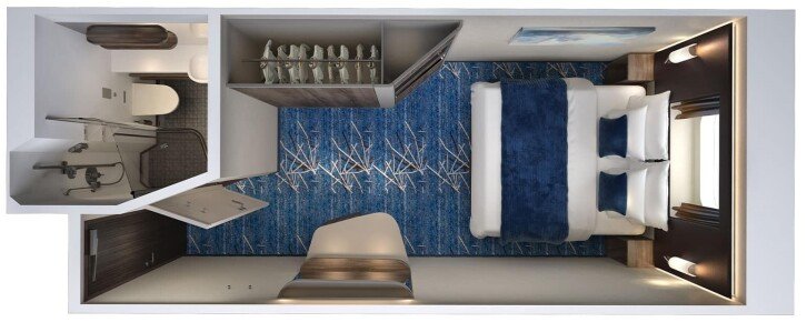 Solo Oceanview floor plan on Norwegian Bliss