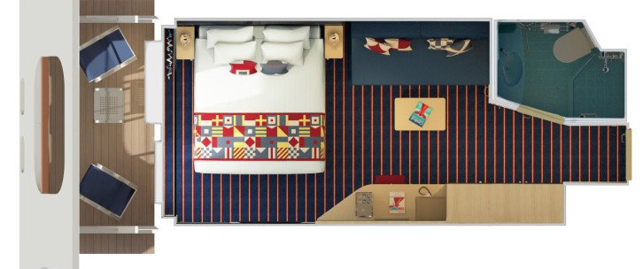 Family Harbour Cove Balcony floor plan on Carnival Horizon