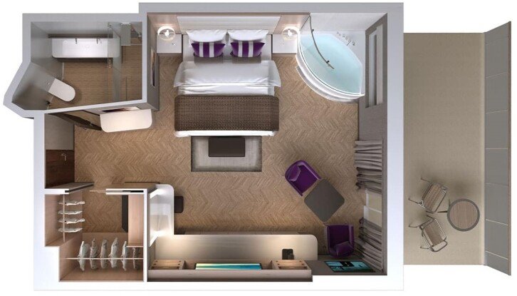 Haven Penthouse Suite with Balcony floor plan on Norwegian Encore
