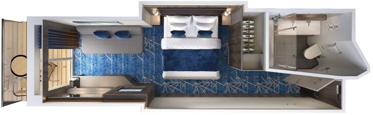 Solo Balcony floor plan on Norwegian Encore