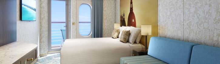 Aft-View Extended Balcony cabin on Carnival Venezia