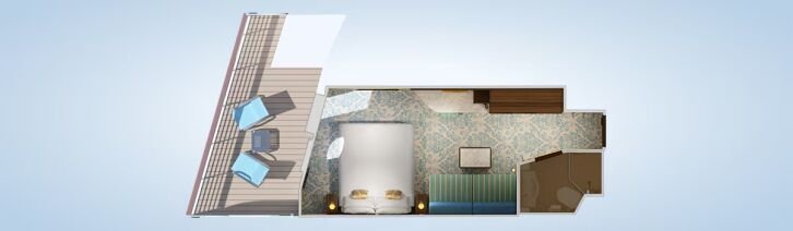 Aft-View Extended Balcony floor plan on Carnival Venezia
