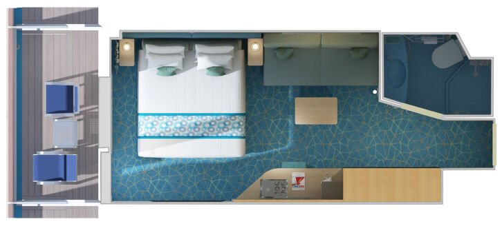 Cloud 9 Spa Balcony (and Obstructed View) floor plan on Carnival Radiance