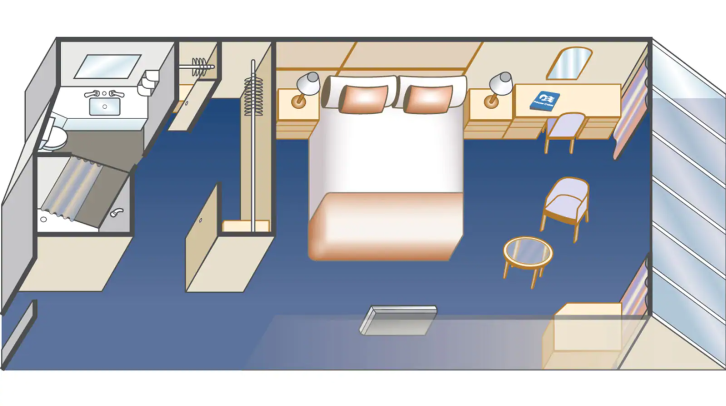Premium Oceanview Stateroom floor plan on Enchanted Princess