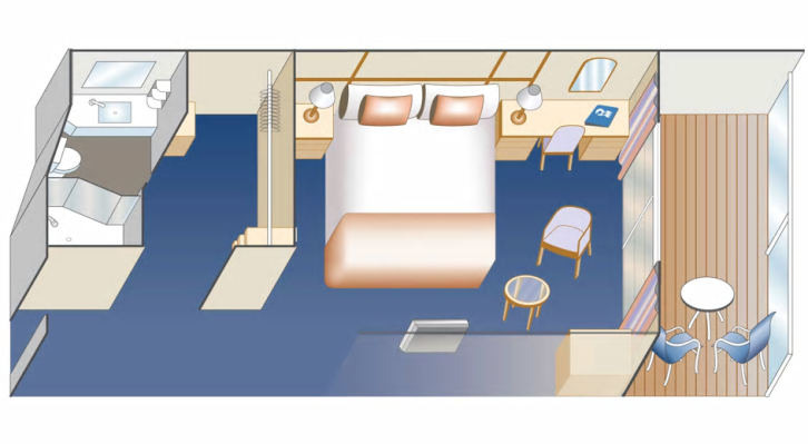 Balcony Stateroom floor plan on Discovery Princess