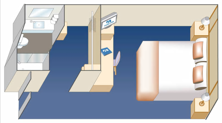 Interior Stateroom floor plan on Discovery Princess