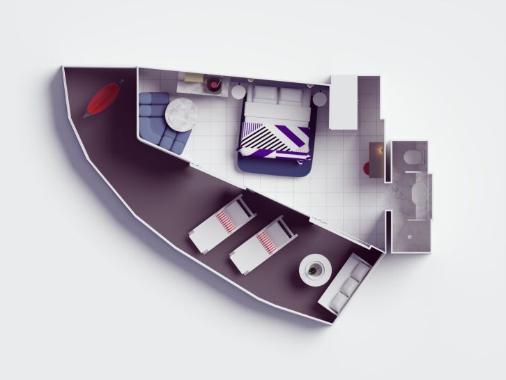 Cheeky Corner Suite, Biggest Terrace floor plan on Valiant Lady