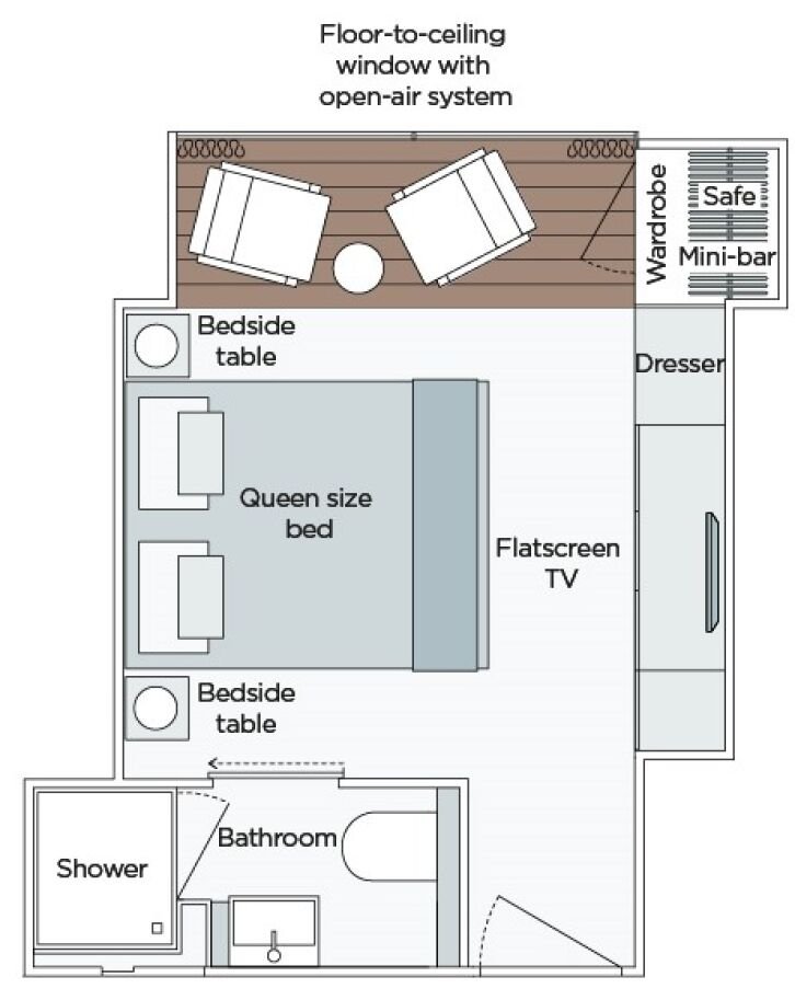 Emerald Panorama Balcony Suite floor plan on Emerald Luna