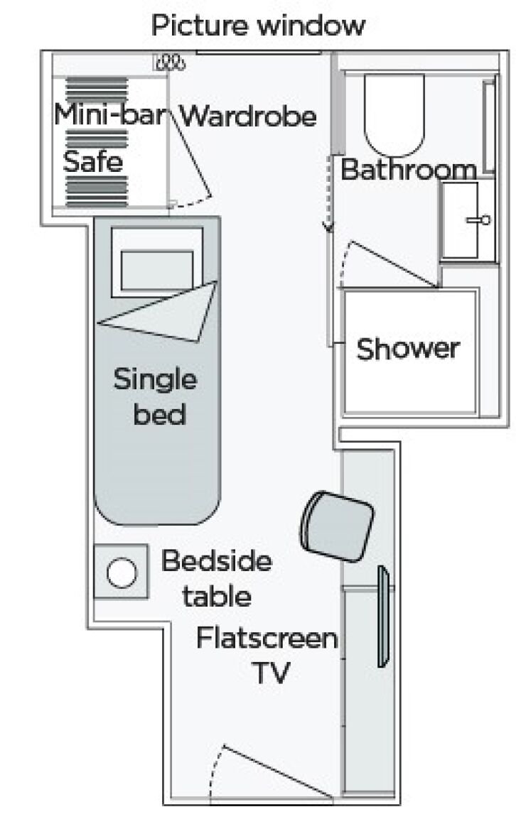 Emerald Single Stateroom floor plan on Emerald Luna